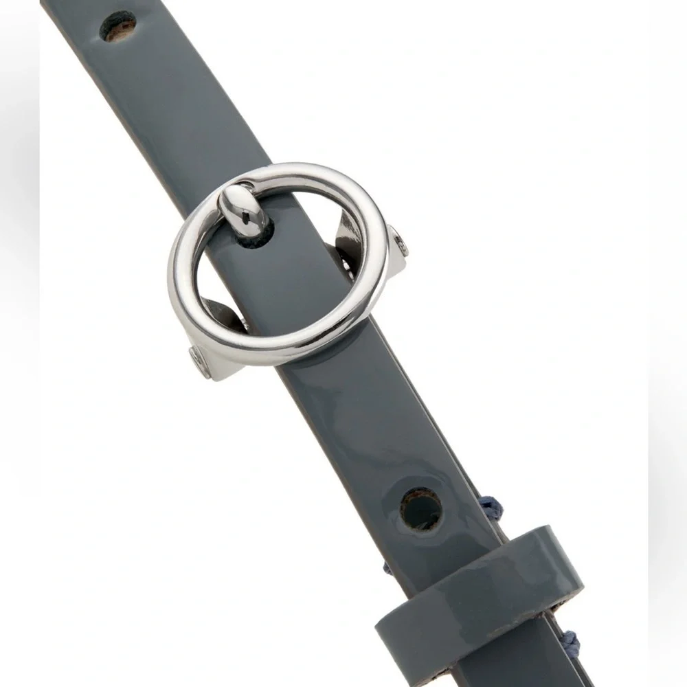 🆕Tory Burch Authentic Miller Silver & Leather Blue Enamel Double Wrap Bracelet